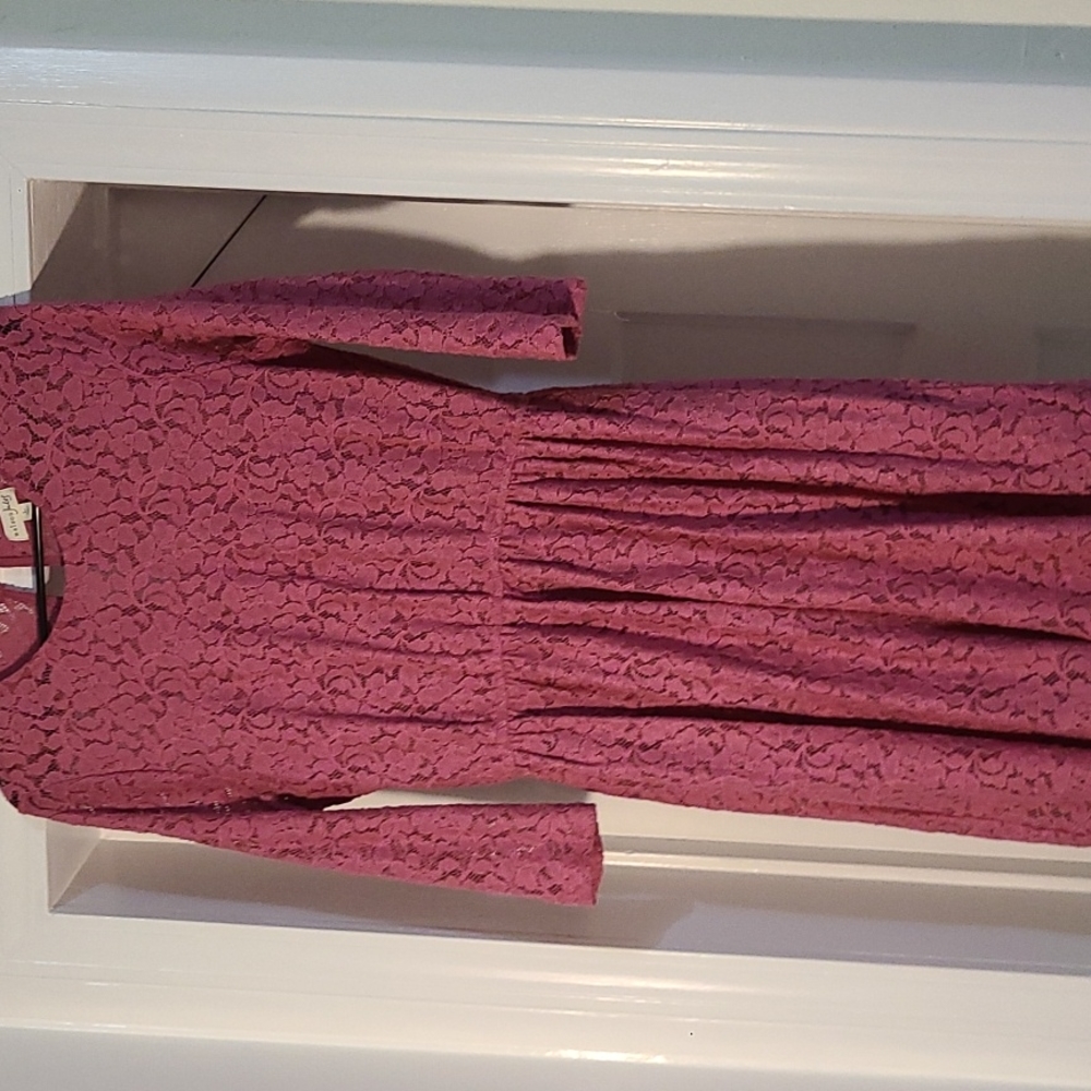Maison Jules L A-line pink lace dress modest